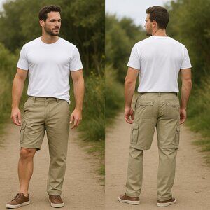 Old Navy Men’s Cargo Convertible‎ Pants Khaki Beige 36x30 Zip-Off Hiking Outdoor